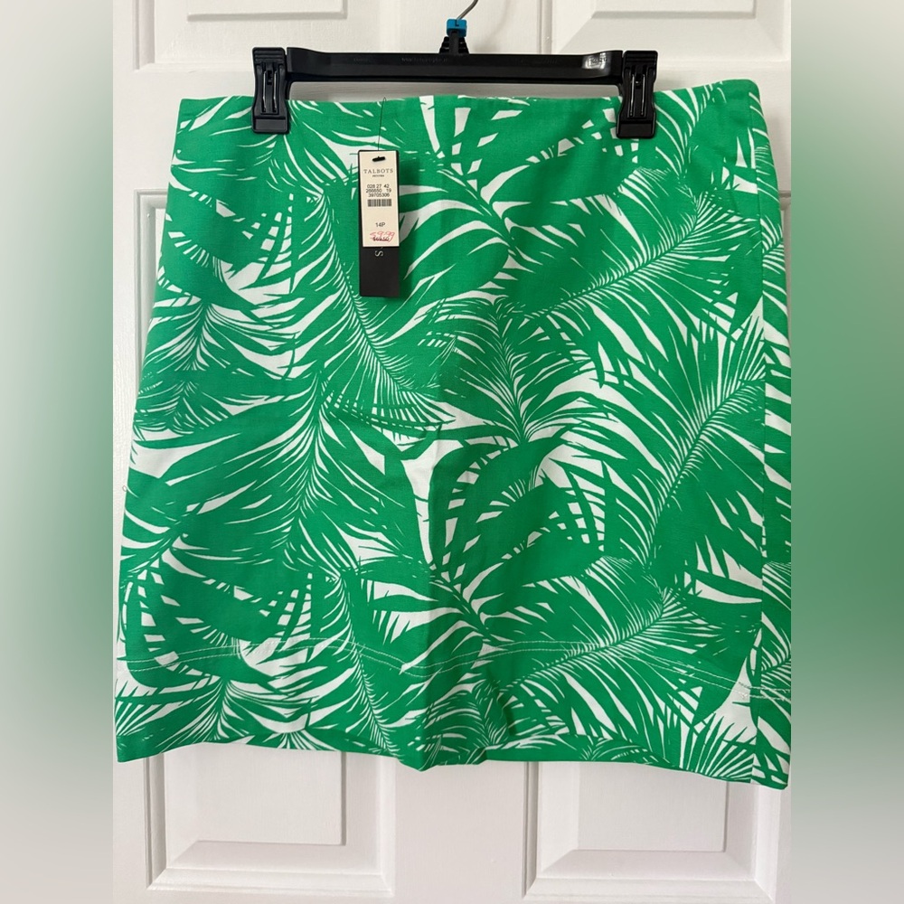 Talbots Green Tropical Leaf Skirt
